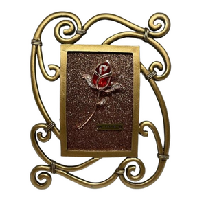 Handmade Framed Red and Gold Rose